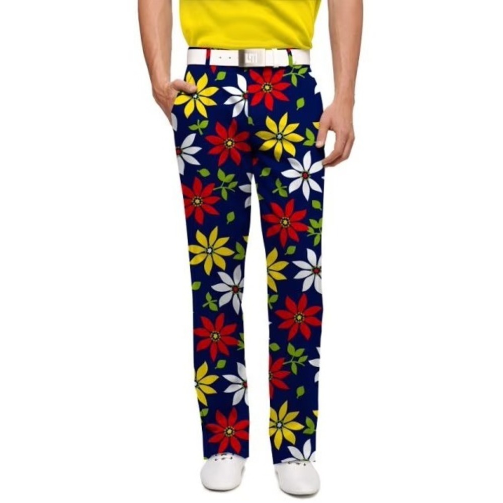 Loudmouth Golf Pants Mens 34x32 (34x30) She Loves Me Not Floral Stretch Loud